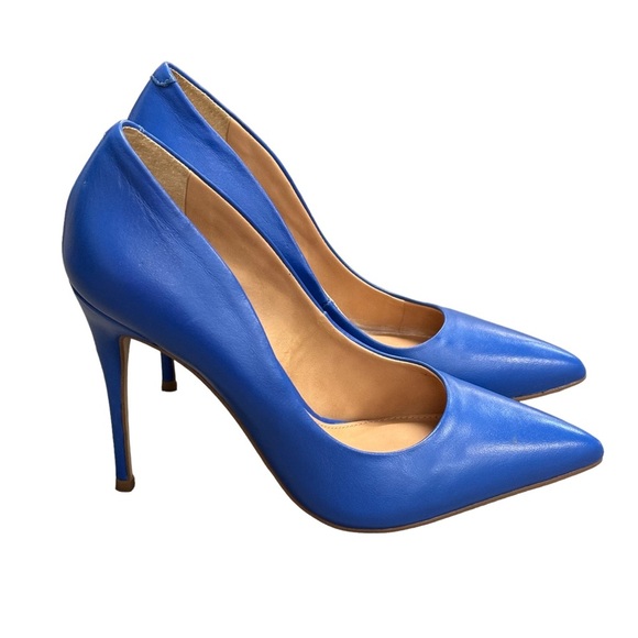 Steve Madden Vala Cobalt Blue Leather Pointed Toe Stiletto Heel Pumps Size 6 - Picture 1 of 10